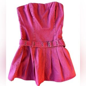 DNM1 Pink denim mini dress with belt size Medium